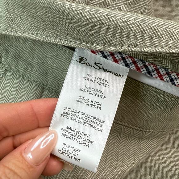 Ben Sherman Regular Fit Shorts Brown Herringbone Vetiver Size 36 NWT - Picture 8 of 16